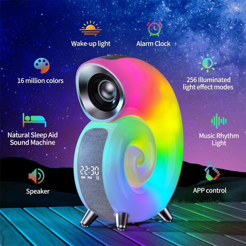 Conch Smart RGB Atmosphere Light Bluetooth Speaker Alarm Clock Wake-up Lamp White Noise Machine For Sleeping Baby APP Control - INICOKHOME