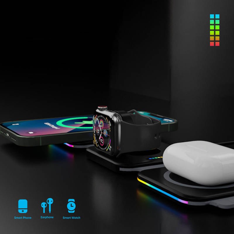 New Folding Three In One Magnetic Absorber Wireless Charger - INICOKHOME