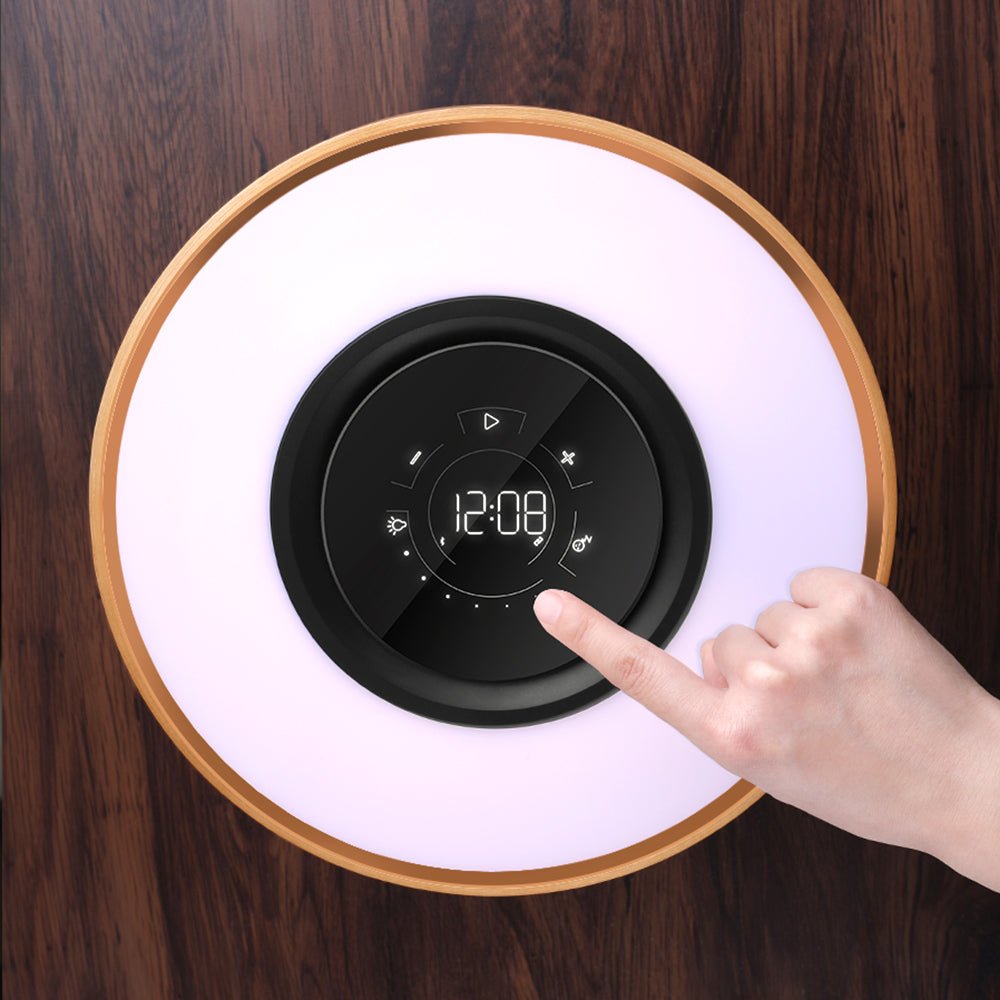 Round Intelligent Music Bluetooth Speaker Bed Lamp WiFi Circle Tree Of Led Light Wireless Charging For Living Room - INICOKHOME